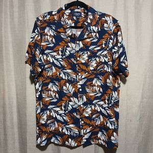 Chaps Blue‎ and Orange Casual Button Down Shirt Size L